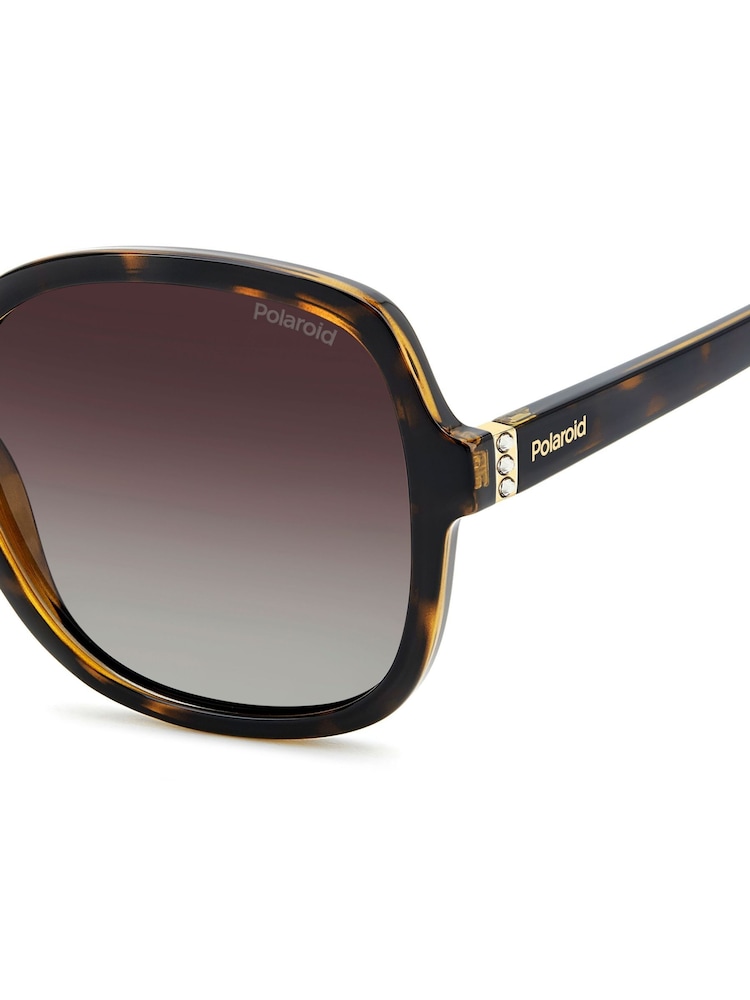Polaroid Brown Square Sunglasses With Jewel Embellishment - Image 5 of 5