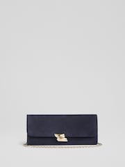 LK Bennett Blue Daisy Suede Long Clasp Clutch Bag - Image 1 of 3
