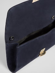LK Bennett Blue Daisy Suede Long Clasp Clutch Bag - Image 3 of 3
