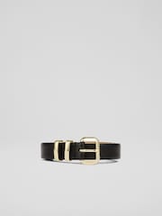 LK Bennett Jodie Leather Oloid Buckle Belt - Imagen 1 de 2