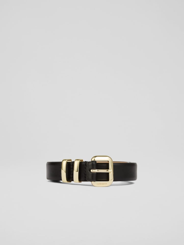 LK Bennett Jodie Leather Oloid Buckle Belt - Imagen 1 de 2