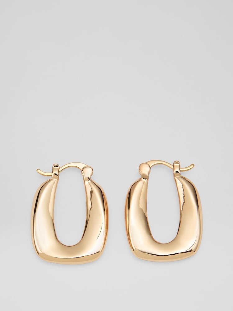 LK Bennett Gold Tone Rosie Metallic Plating Oloid Hoops - Image 1 of 1