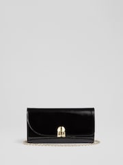 LK Bennett Florence Patent Curve Flap Clutch Bag - Bild 1 von 3