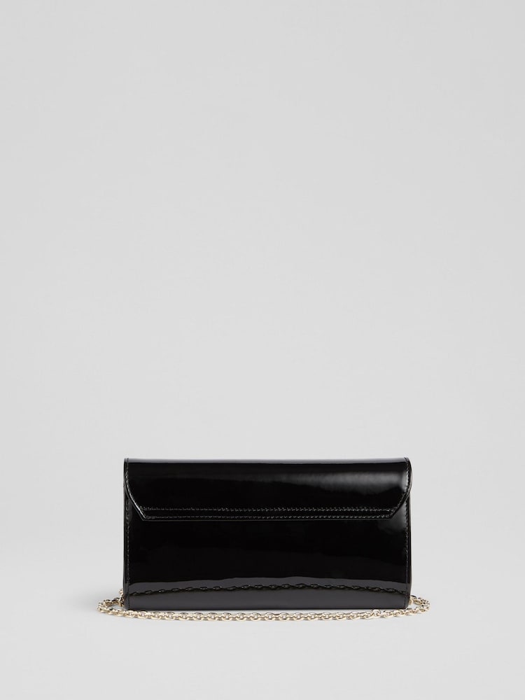 LK Bennett Florence Patent Curve Flap Clutch Bag - Bild 2 von 3