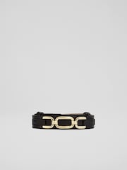 LK Bennett Frankie Leather Oloid Snaffle Belt - Imagen 1 de 2