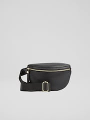 LK Bennett Black Rosie Grained Leather Chest Bag - Image 1 of 3