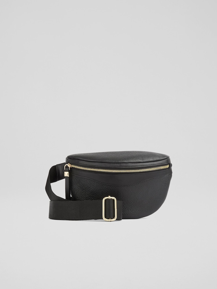 LK Bennett Black Rosie Grained Leather Chest Bag - Image 1 of 3