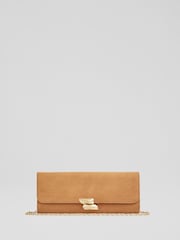 LK Bennett Natural Aria Nappa Leather Curve Flap Wide Clutch Bag - Image 1 of 3