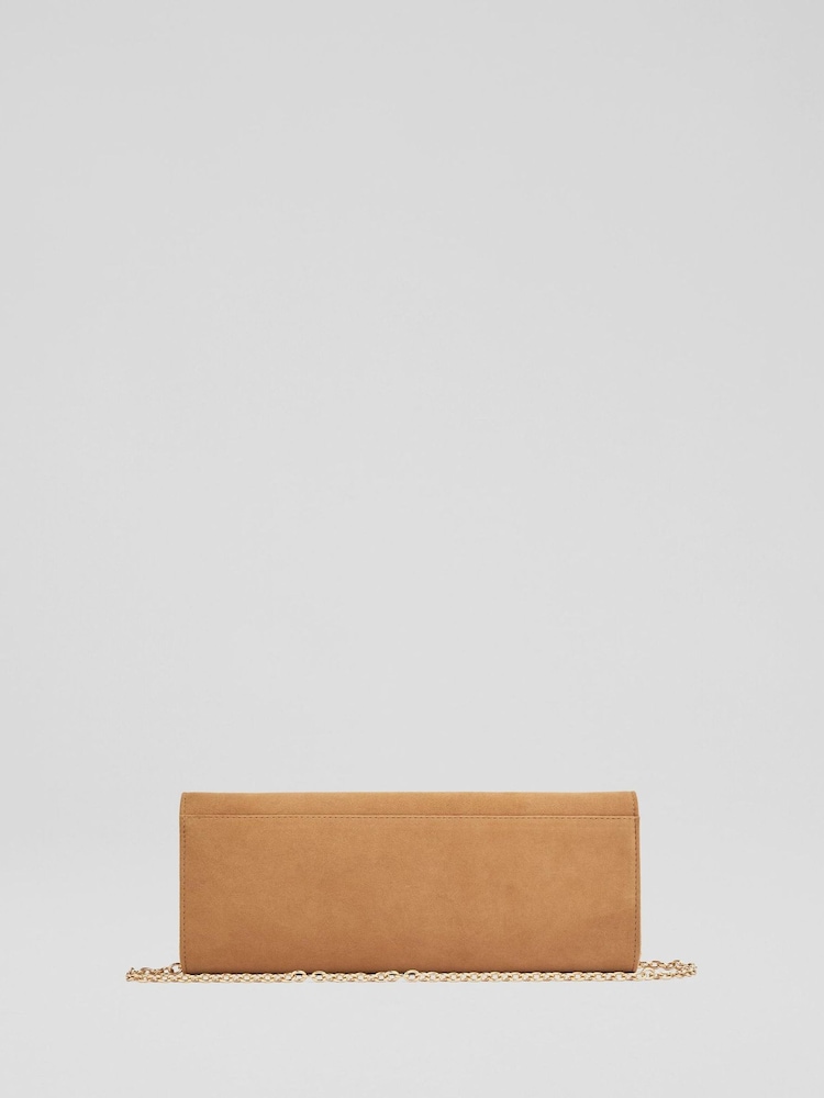 LK Bennett Natural Aria Nappa Leather Curve Flap Wide Clutch Bag - Image 2 of 3