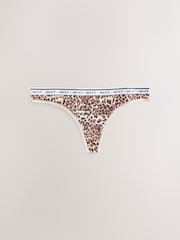 Leopard Print Thong Logo Knickers 4 Pack - Image 2 of 7