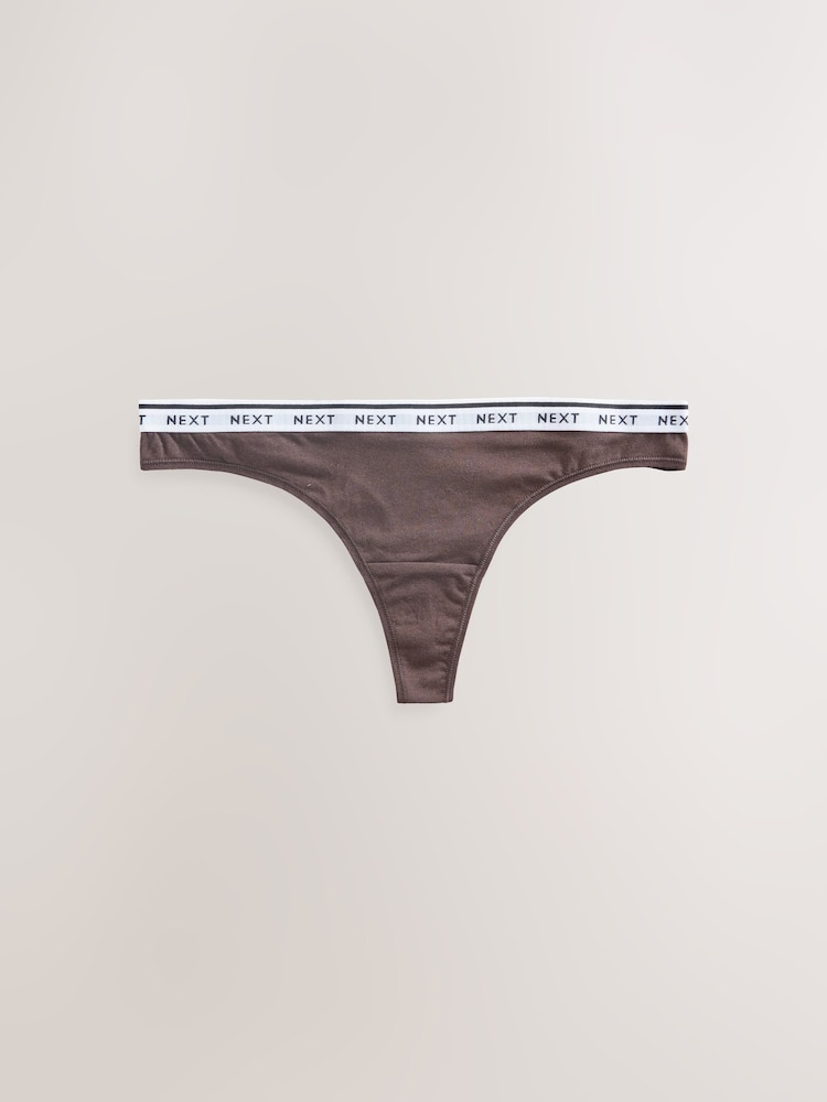 Leopard Print Thong Logo Knickers 4 Pack - Image 3 of 7