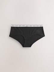 Black/White Floral Print Short Cotton Logo Knickers 4 Pack - Image 8 of 10
