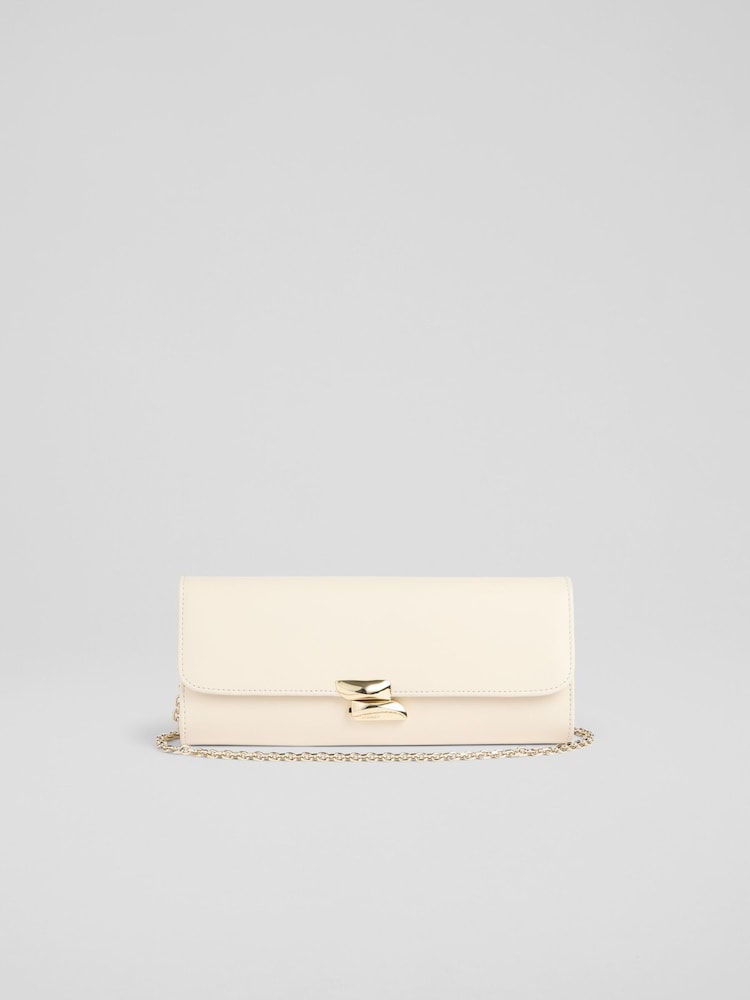 LK Bennett Natural Daisy Nappa Leather Long Clasp Clutch Bag - Image 1 of 3
