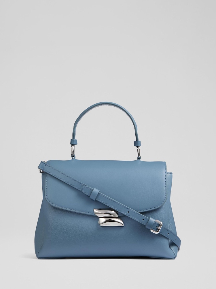 LK Bennett Blue Darcie Leather Top Handle Cross-Body - Image 2 of 6