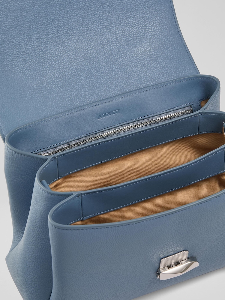 LK Bennett Blue Darcie Leather Top Handle Cross-Body - Image 4 of 6