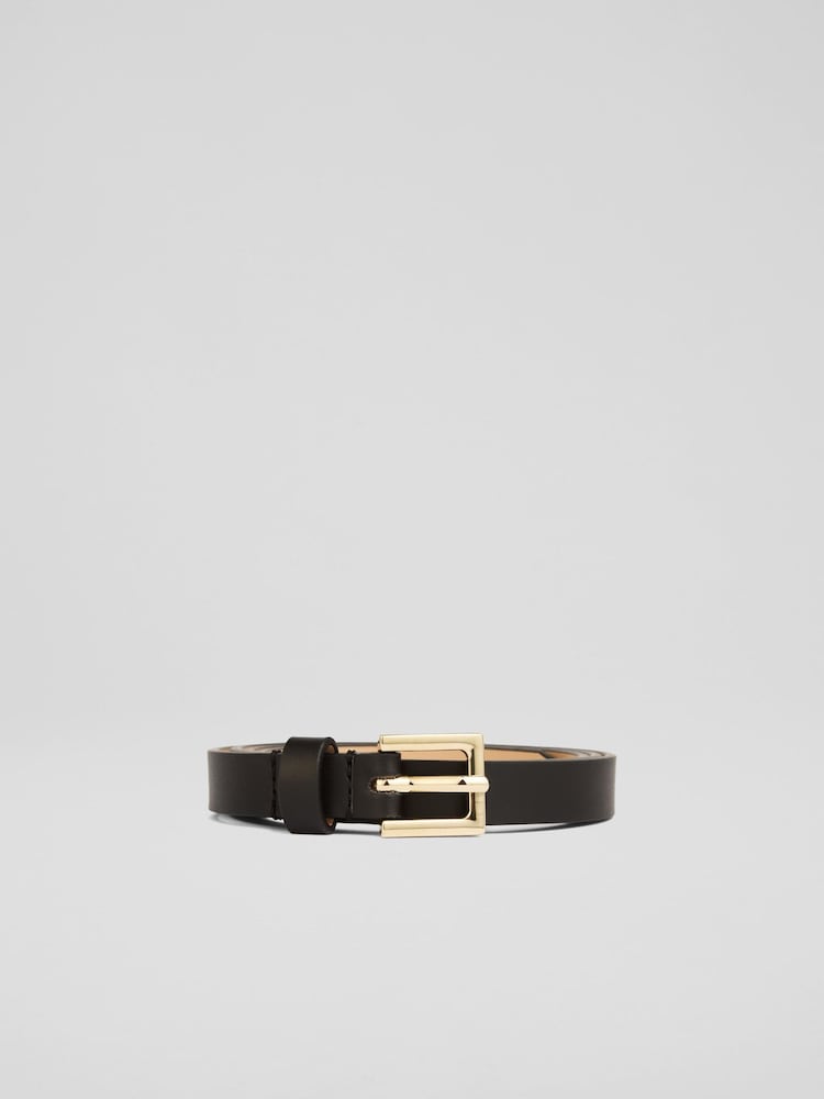LK Bennett Clover Leather Square Buckle Belt - Imagen 1 de 2