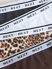 Leopard Print High Leg Cotton Logo Knickers 4 Pack - Image 10 of 11