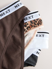 Leopard Print High Leg Cotton Logo Knickers 4 Pack - Image 11 of 11