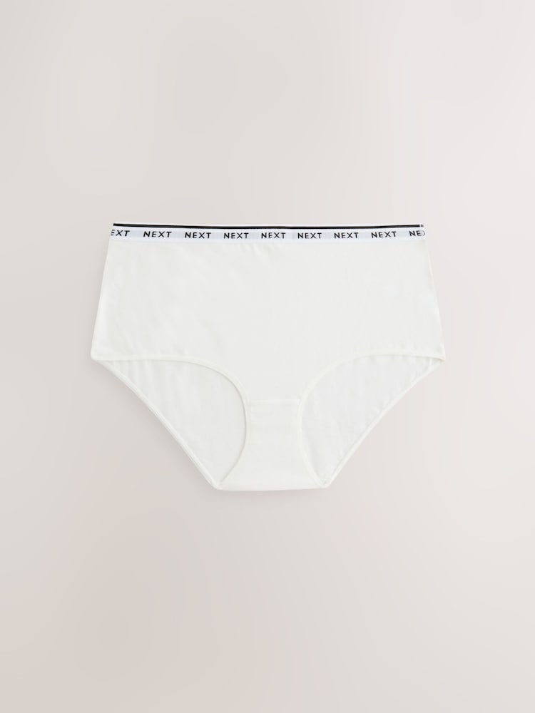 Black/White Floral Print Midi Logo Knickers 4 Pack - Image 3 of 7