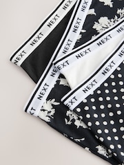Black/White Print Midi Logo Knickers 4 Pack - Image 6 of 7