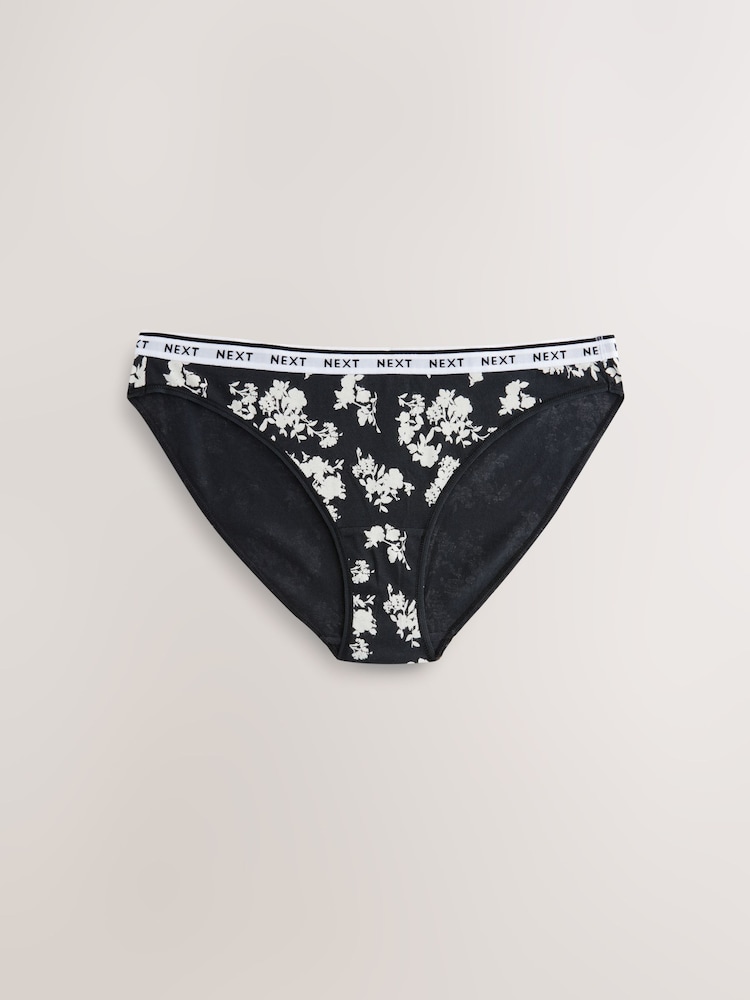 Black/White High Leg Logo Knickers 4 Pack - Image 2 of 7