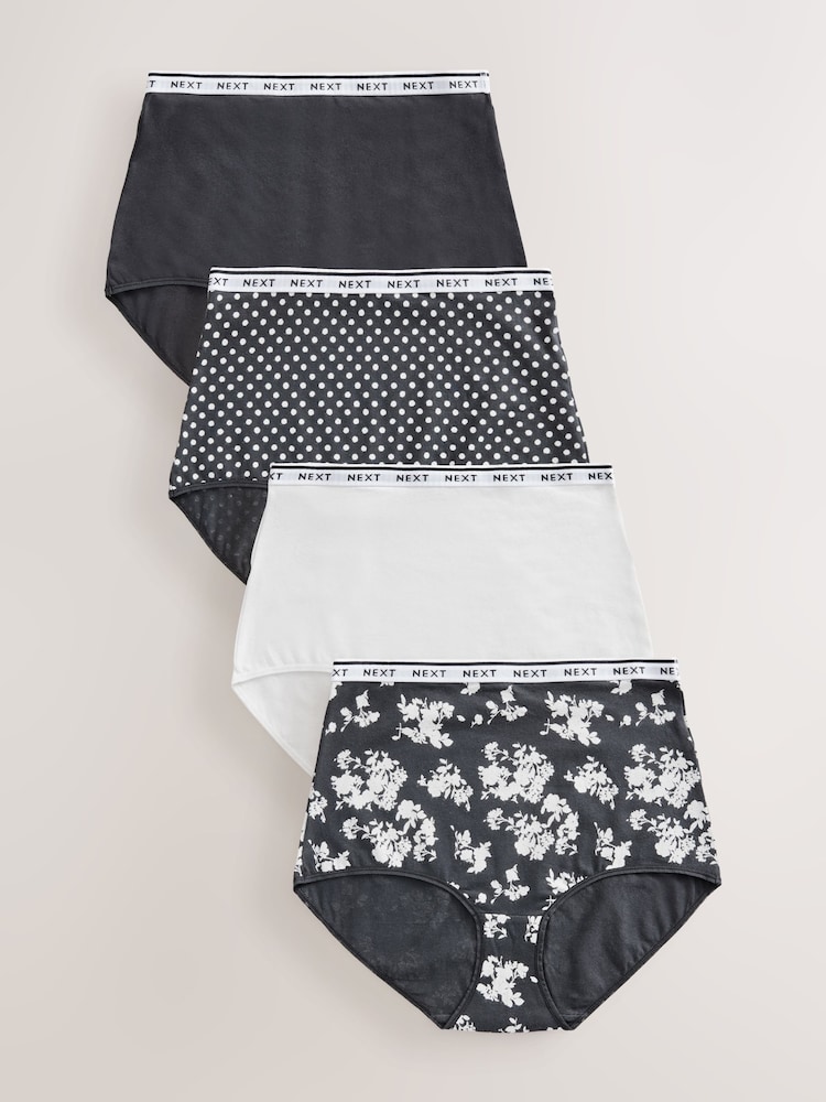 Negro/blanco crudo - Pack de 4 bragas con logotipo - Imagen 1 de 7