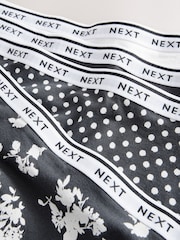 Black/White Floral Print Full Brief Cotton Logo Knickers 4 Pack - Image 10 of 11