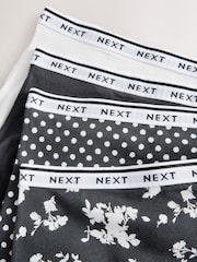 Black/White Floral Print Full Brief Cotton Logo Knickers 4 Pack - Image 11 of 11