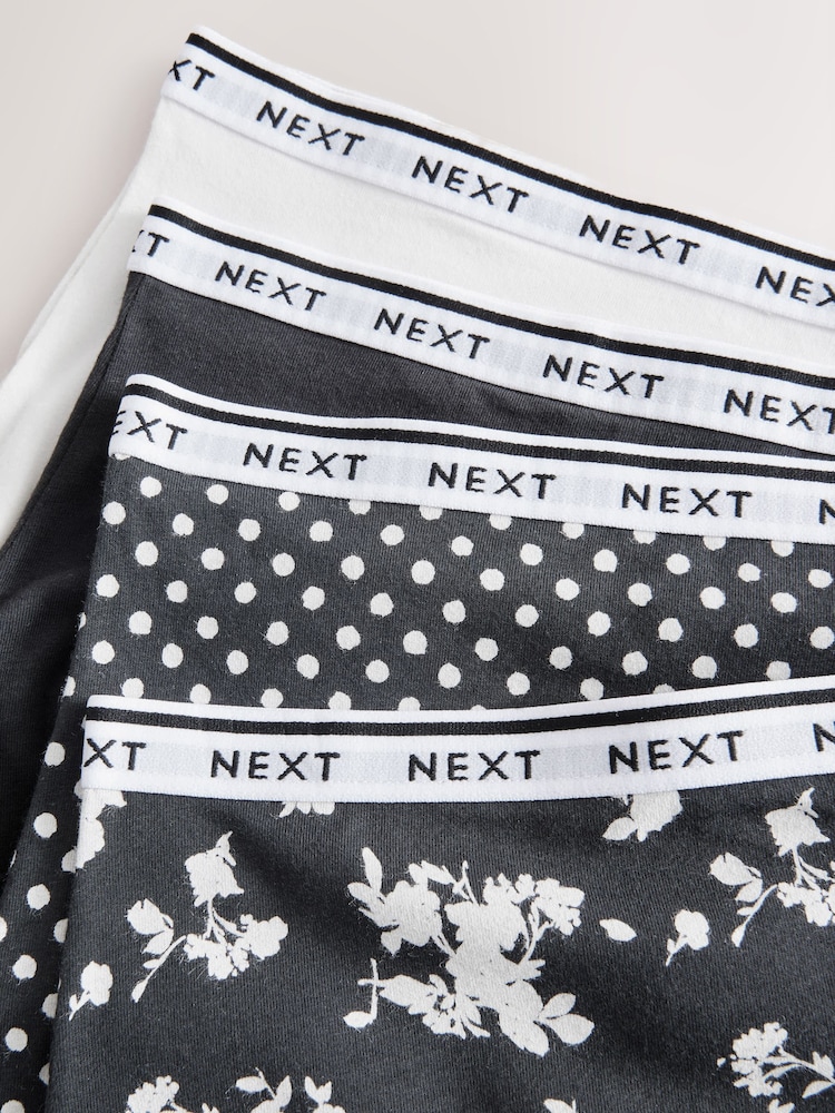 Black/White Floral Print Full Brief Cotton Logo Knickers 4 Pack - Image 11 of 11 Black/White Floral Print Full Brief Cotton Logo Knickers 4 Pack - Image 11 of 11