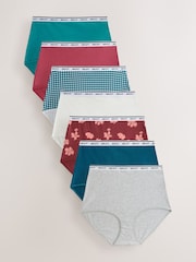 Gingham Print Full Brief Logo Knickers 7 Pack - Image 1 of 10