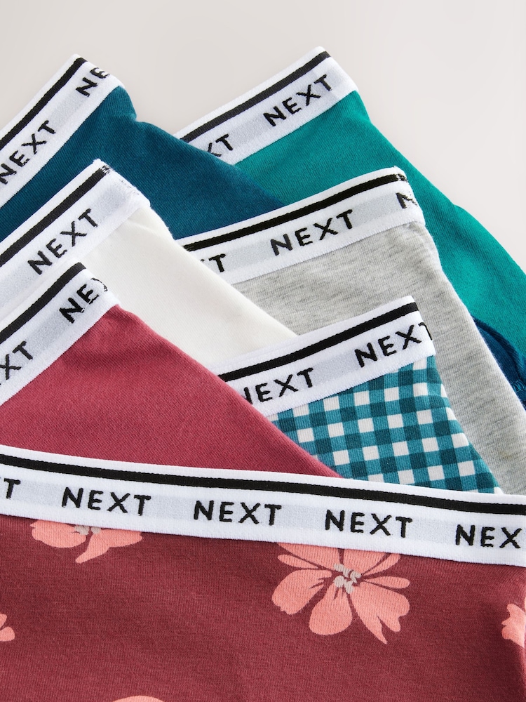 Gingham Print Full Brief Logo Knickers 7 Pack - Image 10 of 10