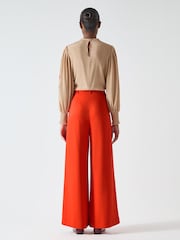 LK Bennett Orange Sykes Wide Leg Crepe Trousers - Image 2 of 3