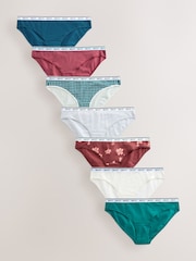 Gingham Print Bikini Logo Knickers 7 Pack - Image 1 of 10