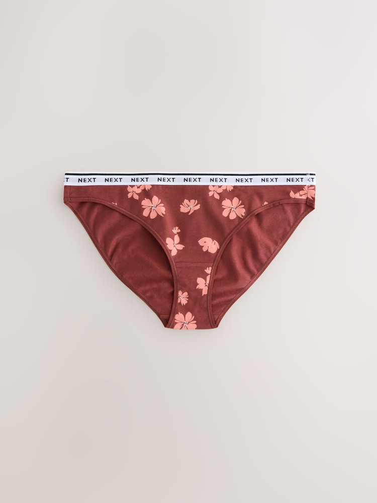 Gingham Print High Leg Logo Knickers 7 Pack - Image 5 of 13