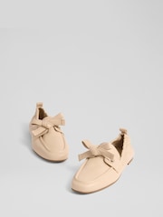 LK Bennett Natural Maude Nappa Leather Eyelet Bow Loafers - Image 3 of 4