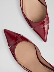 LK Bennett Red Cecile Patent Cut Out Block Heel Courts - Image 4 of 4