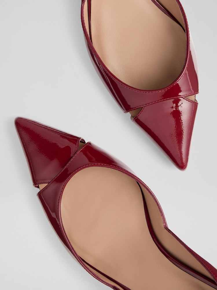 LK Bennett Red Cecile Patent Cut Out Block Heel Courts - Image 4 of 4