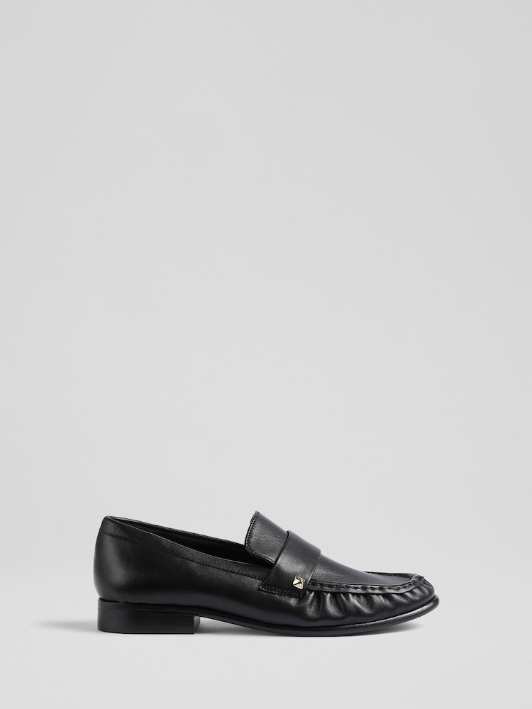 LK Bennett Black Adira Stud Loafers - Image 1 of 4