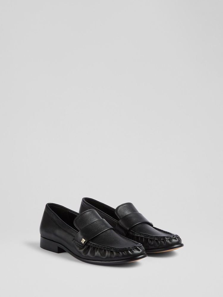 LK Bennett Black Adira Stud Loafers - Image 2 of 4
