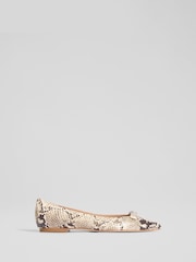 LK Bennett Blair Snake Effect Bar Trim Flats - Imagem 1 de 4