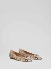 LK Bennett Blair Snake Effect Bar Trim Flats - Imagem 2 de 4