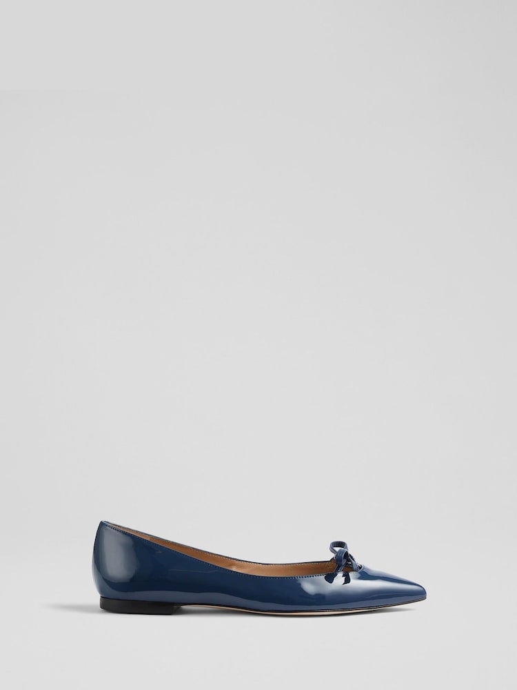 LK Bennett Lynne Patent Mini Bow Flats - Imagem 1 de 4