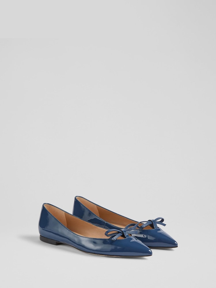 LK Bennett Lynne Patent Mini Bow Flats - Imagem 2 de 4
