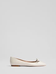 LK Bennett Lynne Nappa Leather Mini Bow Flat - Image 1 of 4