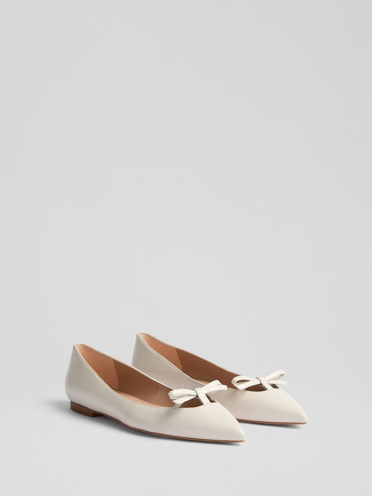 LK Bennett Lynne Nappa Leather Mini Bow Flat - Image 2 of 4