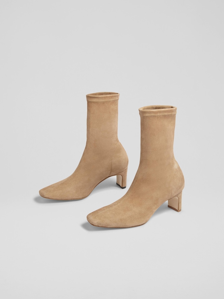 LK Bennett Brown Marcia Stretch Suede Ankle Boots - Image 2 of 5