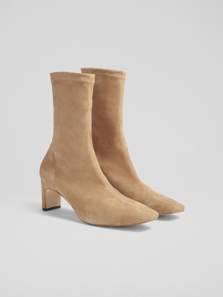 LK Bennett Brown Marcia Stretch Suede Ankle Boots - Image 5 of 5