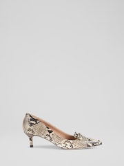 LK Bennett Natural Caryn Snake Effect Bar Trim Courts - Image 1 of 4