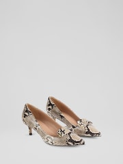 LK Bennett Natural Caryn Snake Effect Bar Trim Courts - Image 2 of 4