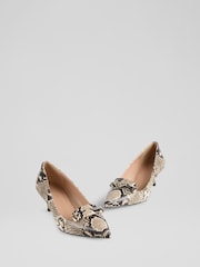 LK Bennett Natural Caryn Snake Effect Bar Trim Courts - Image 3 of 4